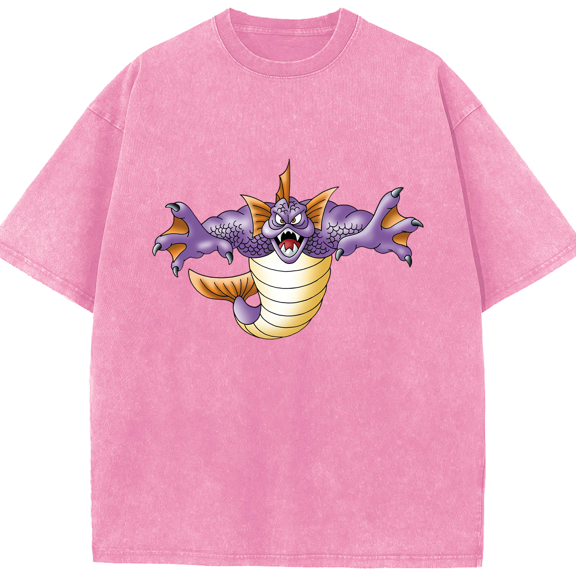 （画像用） ドラゴンクエスト Doragon Kuesuto Dragon Quest 綿100% ヴィンテージ風 半袖Tシャツ（フロントプリント）